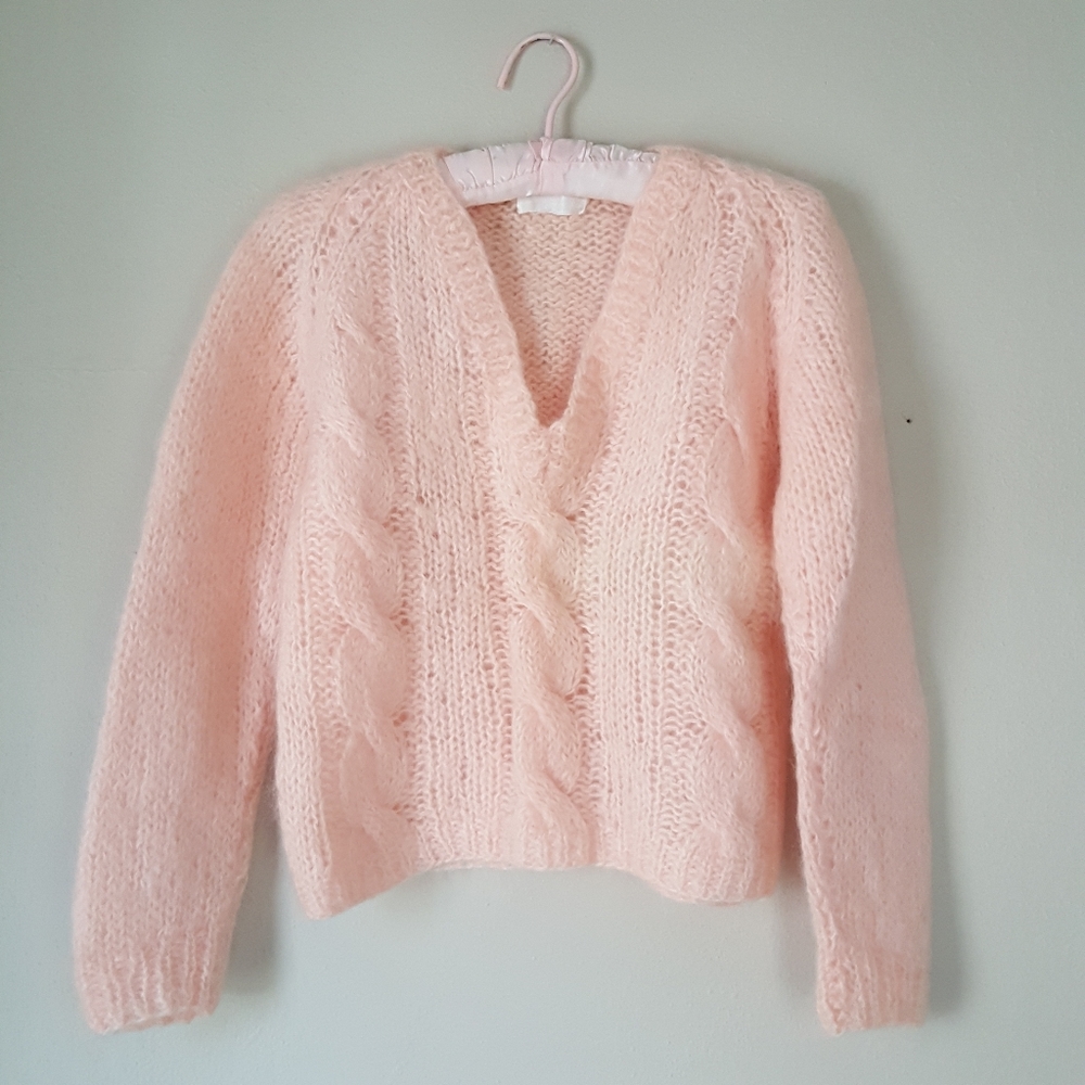 Vintage Mid Century Mohair Blend Cable knit Sweater